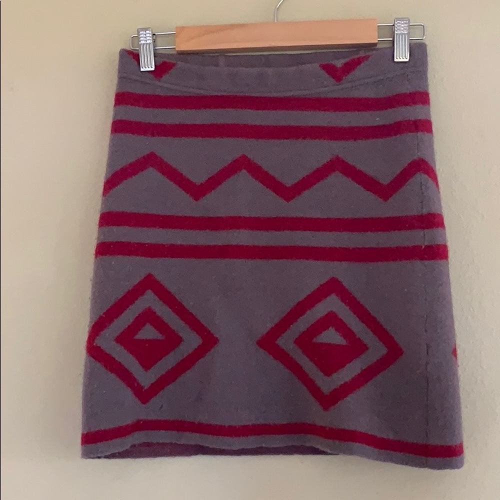Toad & Co XS wool skirt. Brown & Red.